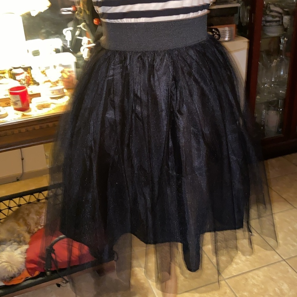 Black Poppy Small dress. Adora. It has Black & cream stripes top and black skirt - Picture 3 of 5